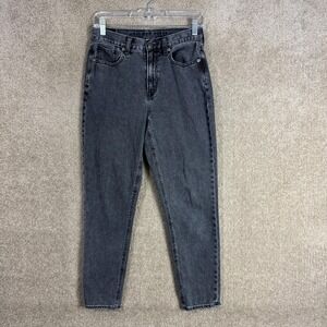 American Eagle Jeans Womens 2 Black Gray Mom Jean High Rise Tapered 5‎ Pocket